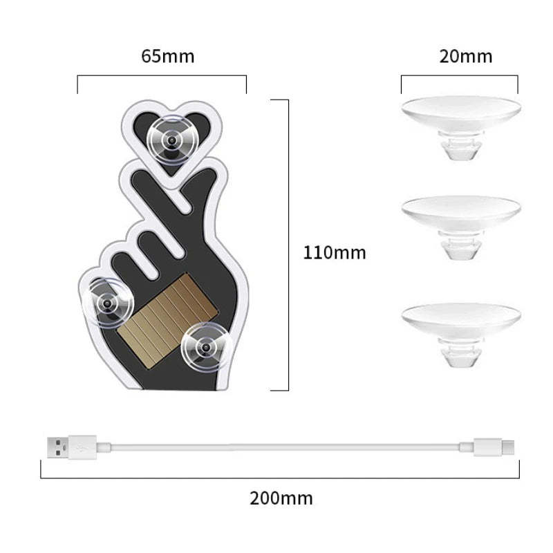 Solar USB Heart Neon LED Car Window Atmosphere Light with Sensors