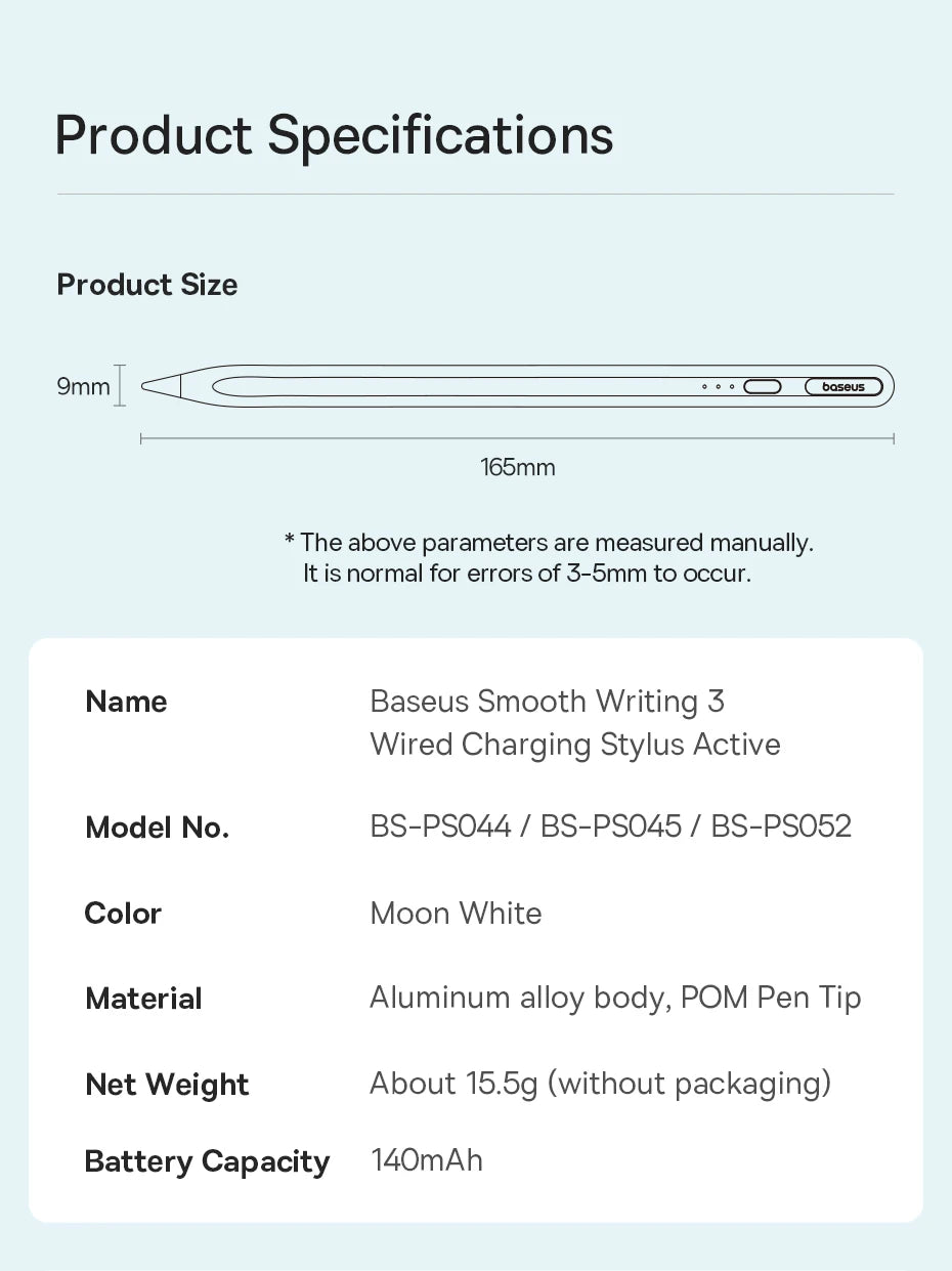 Bluetooth Stylus Pen with Palm Rejection for iPad 2018-2024