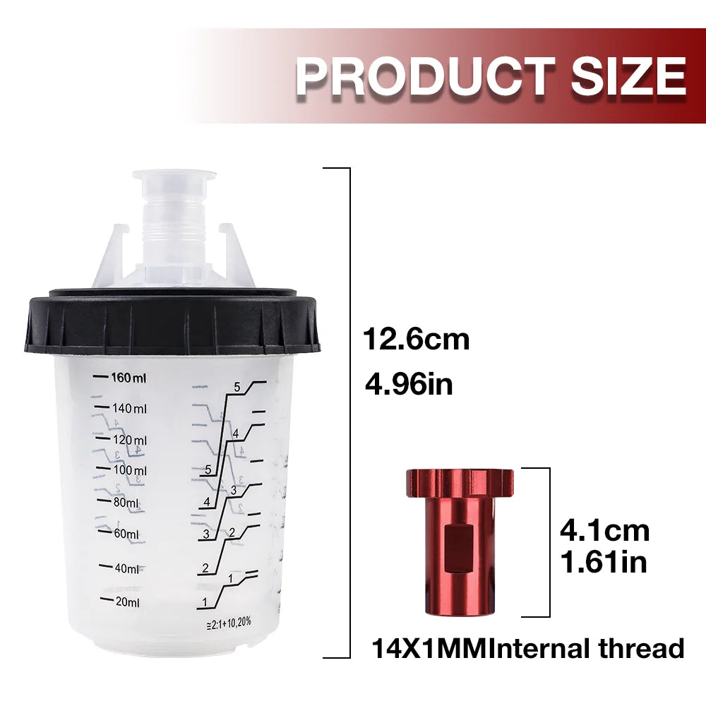 Disposable Paint Mixing Cup System with 14mm Spray Gun Adapter - 3