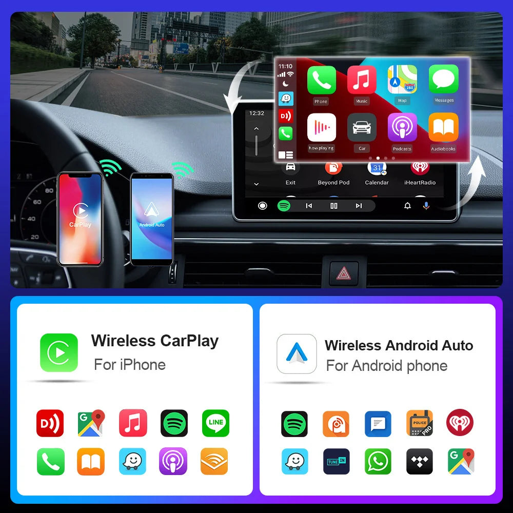 2 in 1 Wireless CarPlay and Android Auto Adapter 5.8Ghz Bluetooth 5.0