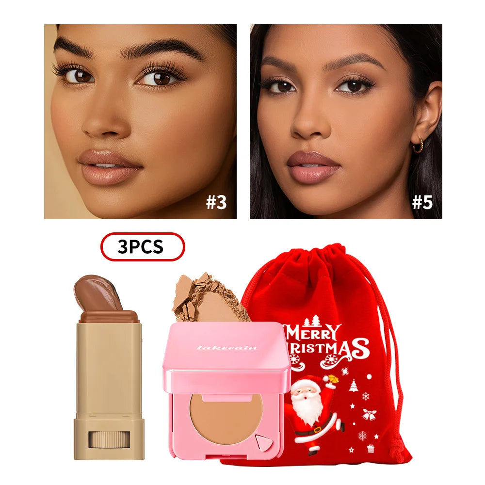 Matte Foundation Stick and Pressed Powder Makeup Set