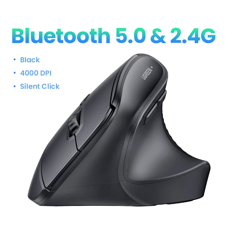 Ergonomic Vertical Wireless Mouse with Bluetooth and 2.4G
