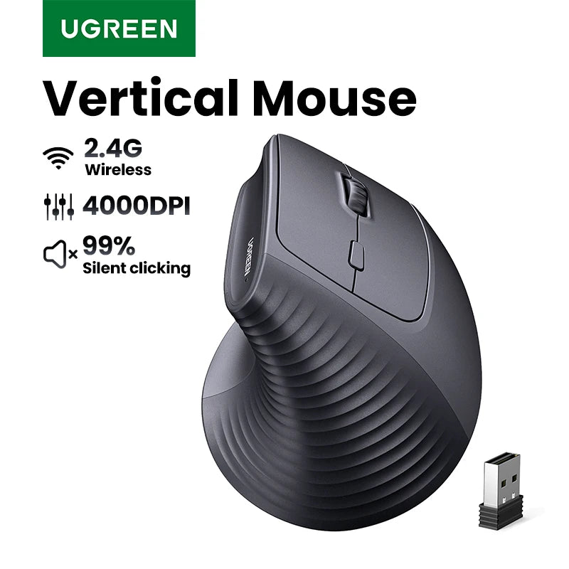 Ergonomic Vertical Wireless Mouse with 4000 DPI