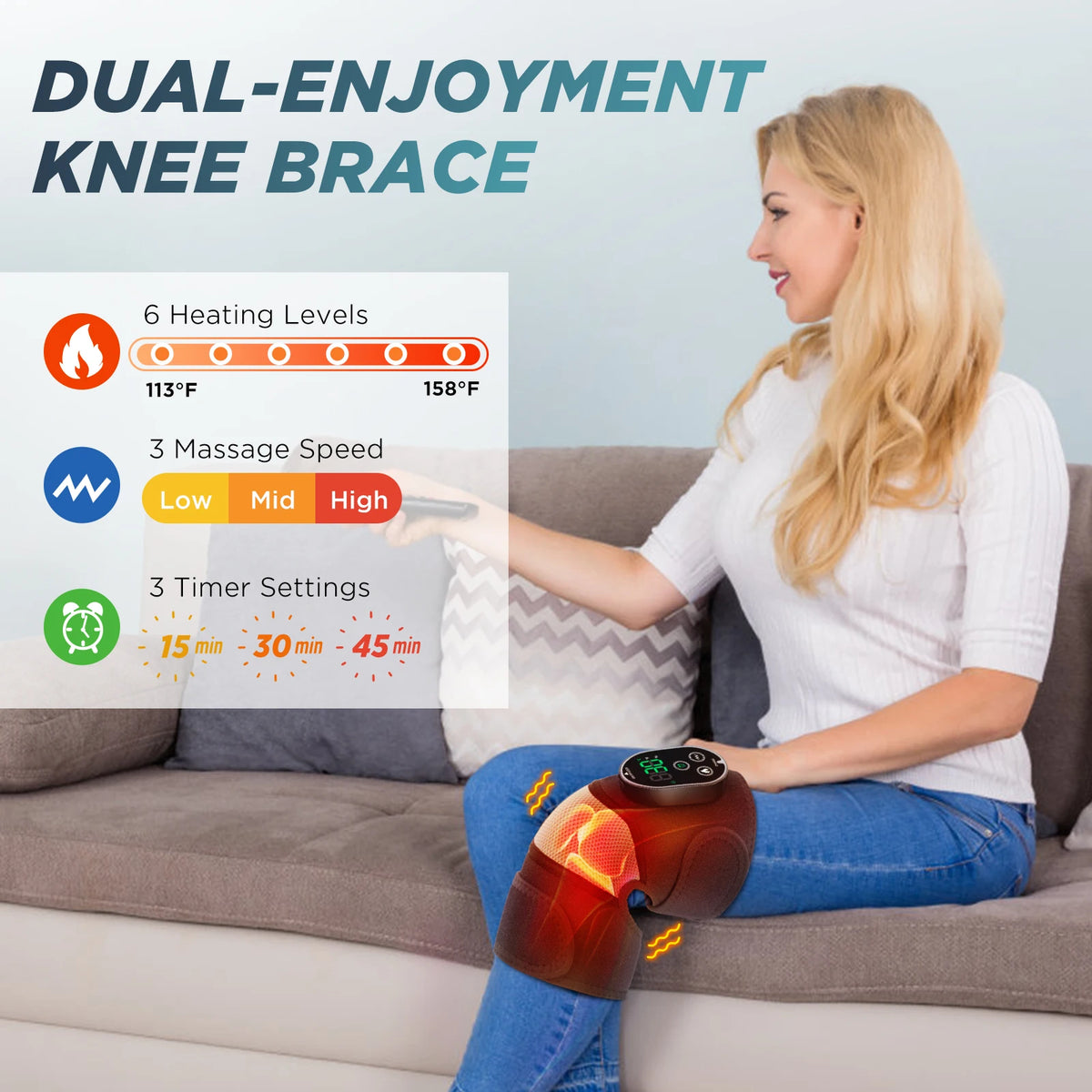 Heated Vibration Knee Massager Wrap for Joint Pain Relief