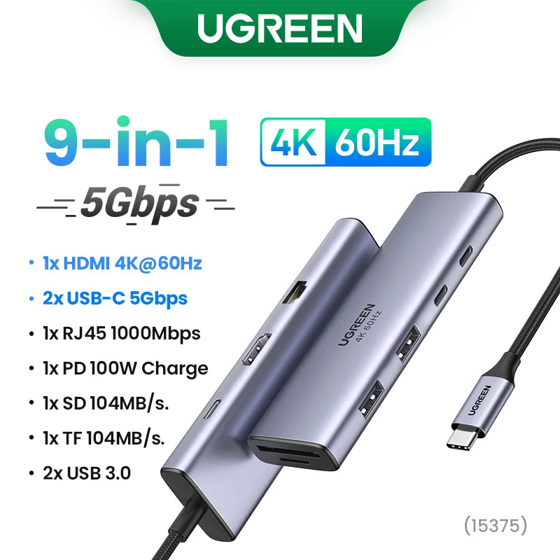 9-in-1 USB-C Hub with 4K 60Hz HDMI and 100W Power Delivery - 27