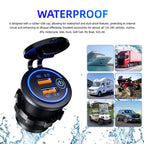 Dual QC 3.0 USB Fast Car Charger Socket 12V/24V Waterproof Outlet