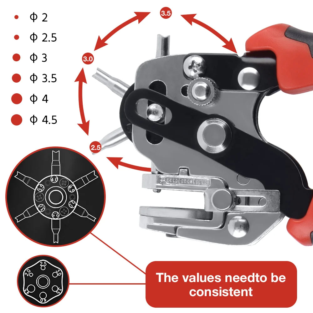 Heavy-Duty Rotary Leather and Belt Hole Puncher