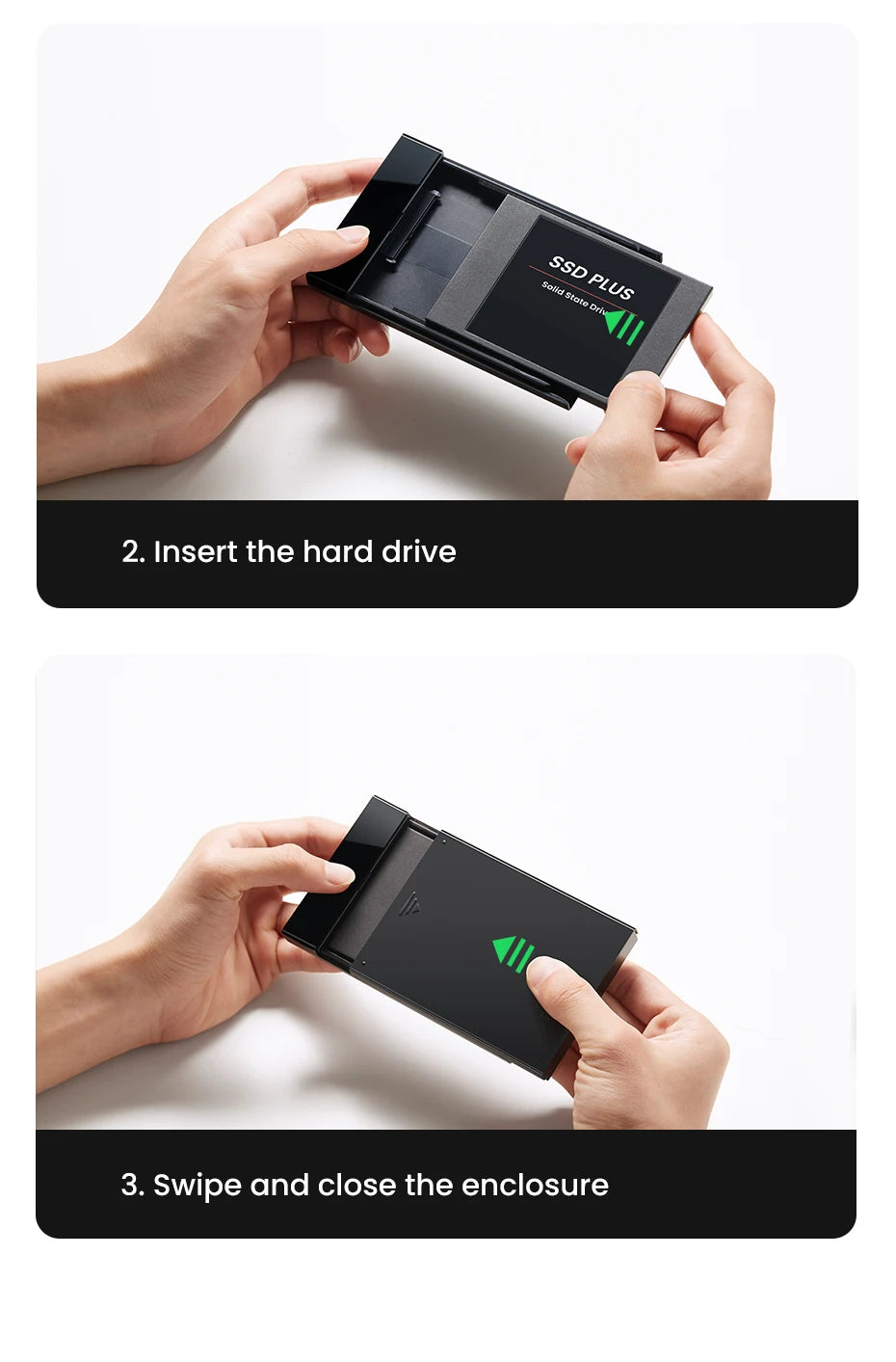 2.5-inch USB 3.1 Hard Drive Enclosure for SATA SSD and HDD