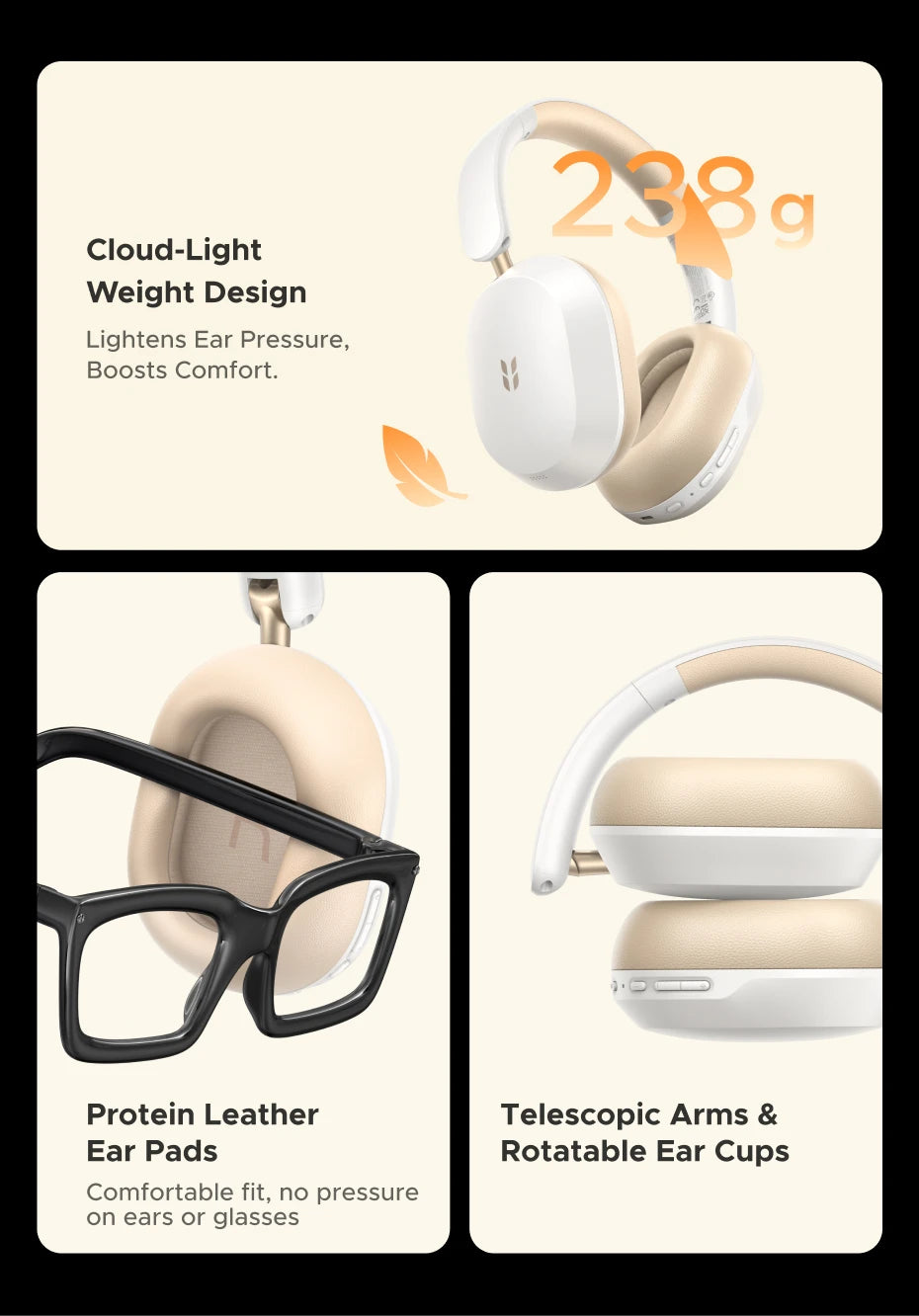 Wireless Noise Canceling Over-Ear Headphones with 112H Battery