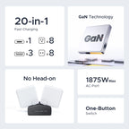 20-in-1 Trapezoidal Power Strip with 20W Fast Charging USB Ports