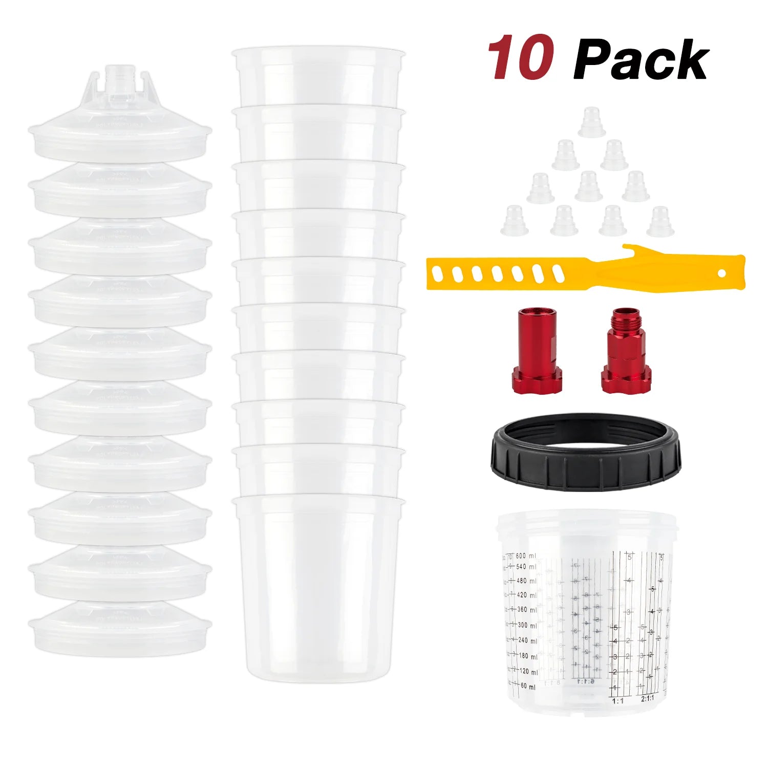 600ml Disposable Paint Mixing Cup System for Spray Guns - 12