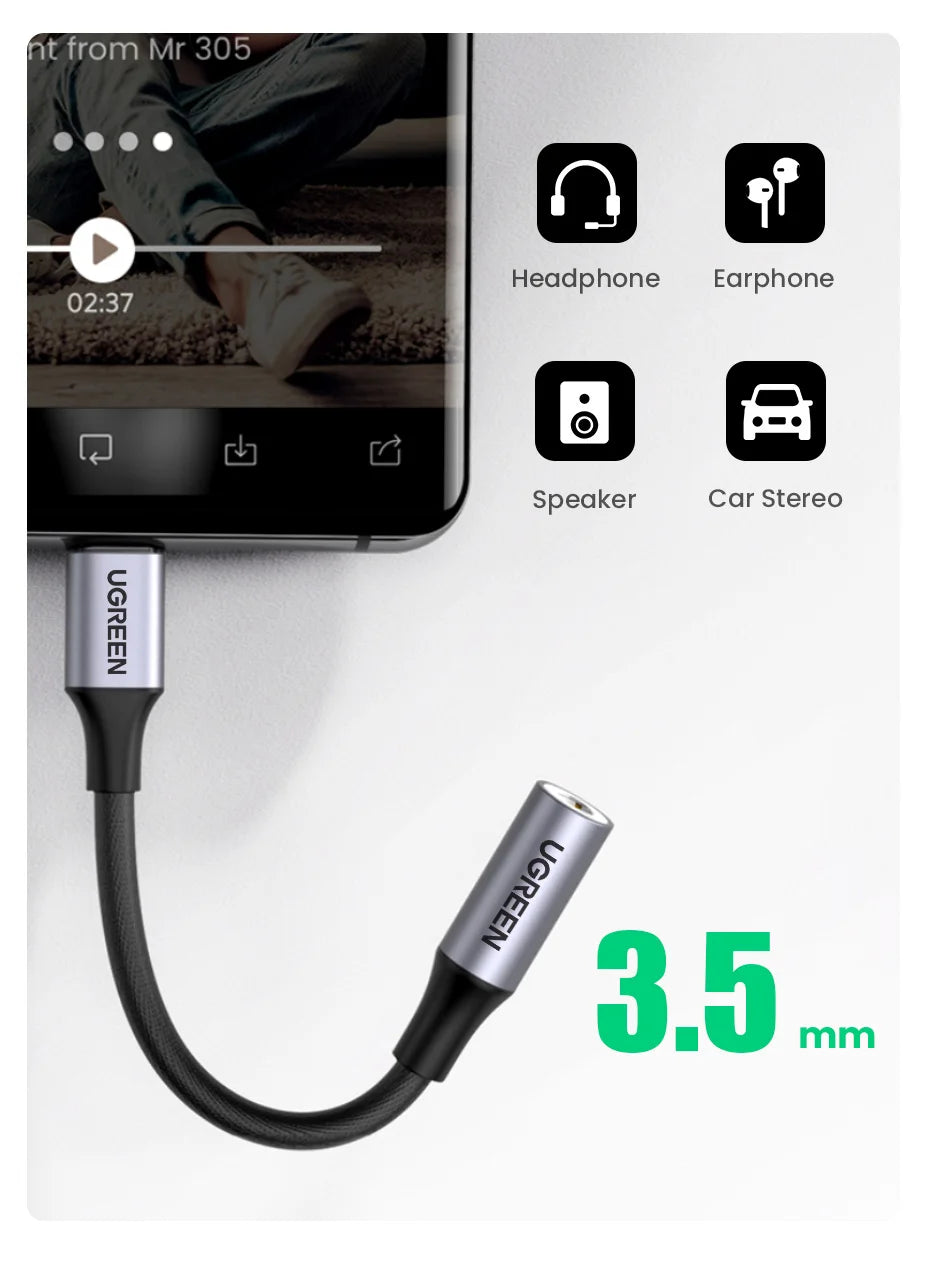 USB-C to 3.5mm Headphone Adapter with DAC Chip