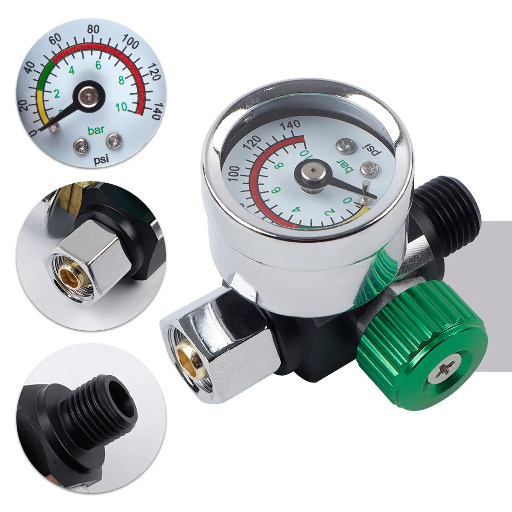 G1/4 Paint Spray Gun Air Pressure Regulator with Gauge
