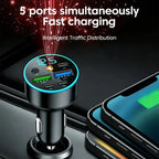 66W 5 Port Car Charger with 3 PD and 2 USB Ports and Starry Sky Lamp