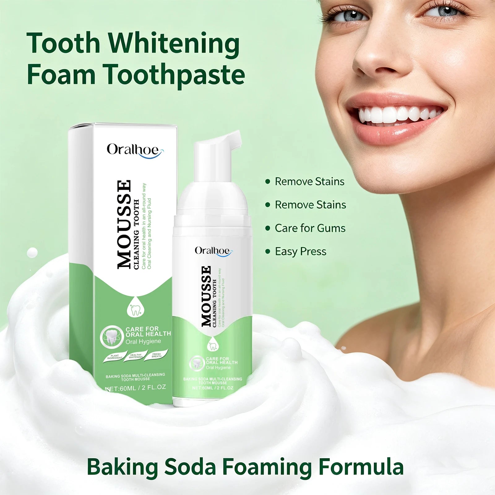 Whitening Foaming Toothpaste for Stain Removal and Fresh Breath - 3