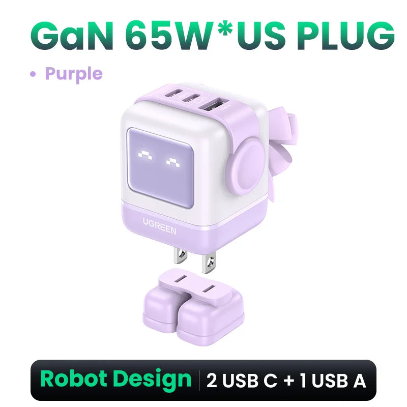 65W GaN USB-C Robot Fast Charger for Laptops and Smartphones - 35