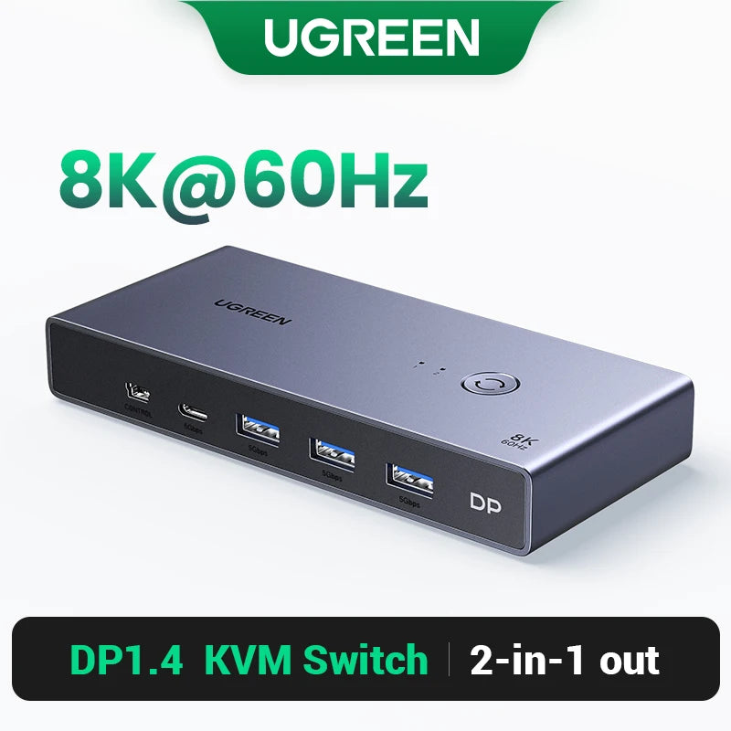 8K 60Hz DisplayPort 1.4 KVM Switch for Dual Computers - 25