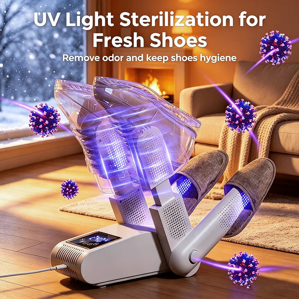 Foldable 4-Tube Electric Shoe and Boot Dryer with UV Sterilization - 8