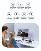 67W GaN Fast Charger Power Strip with 3 AC Outlets and USB Ports