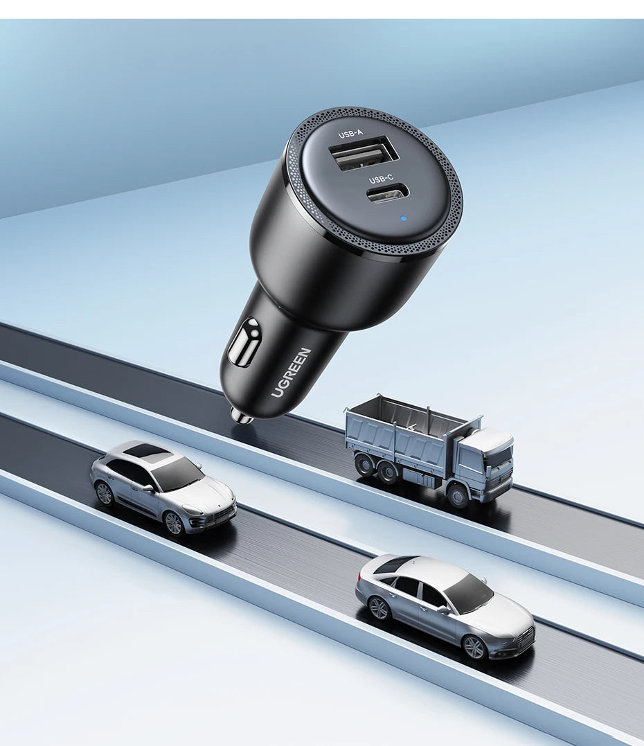 63W Dual-Port Fast Car Charger with PD 3.0 and PPS