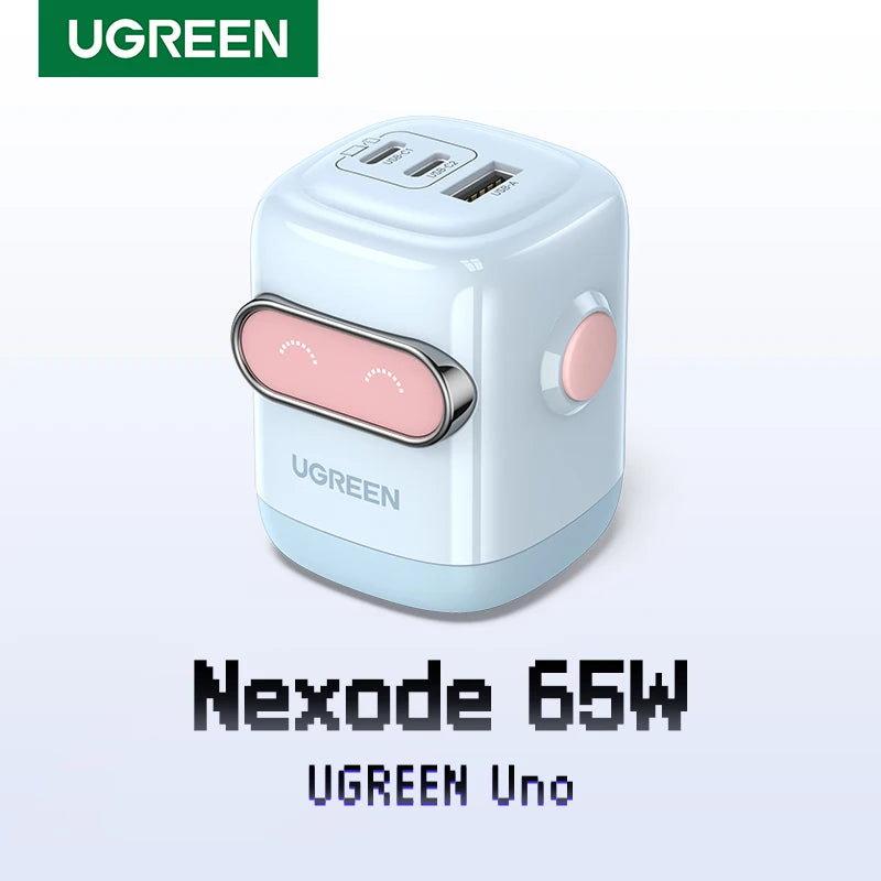 65W GaN Fast Wall Charger with 3 Ports for Laptops and Smartphones