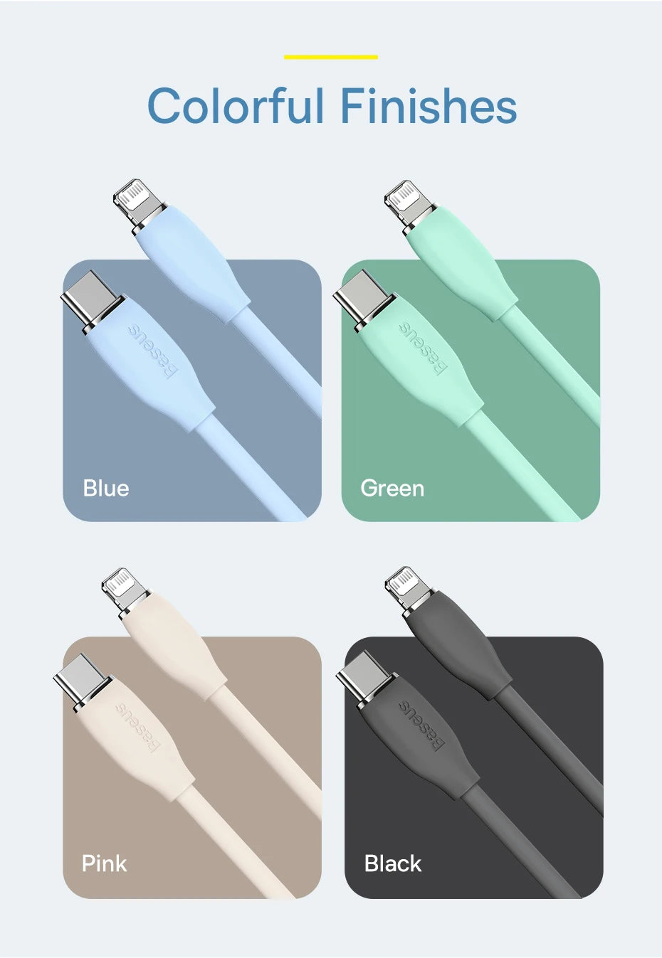 USB-C to Lightning 20W Fast Charging Liquid Silicone Cable - 21