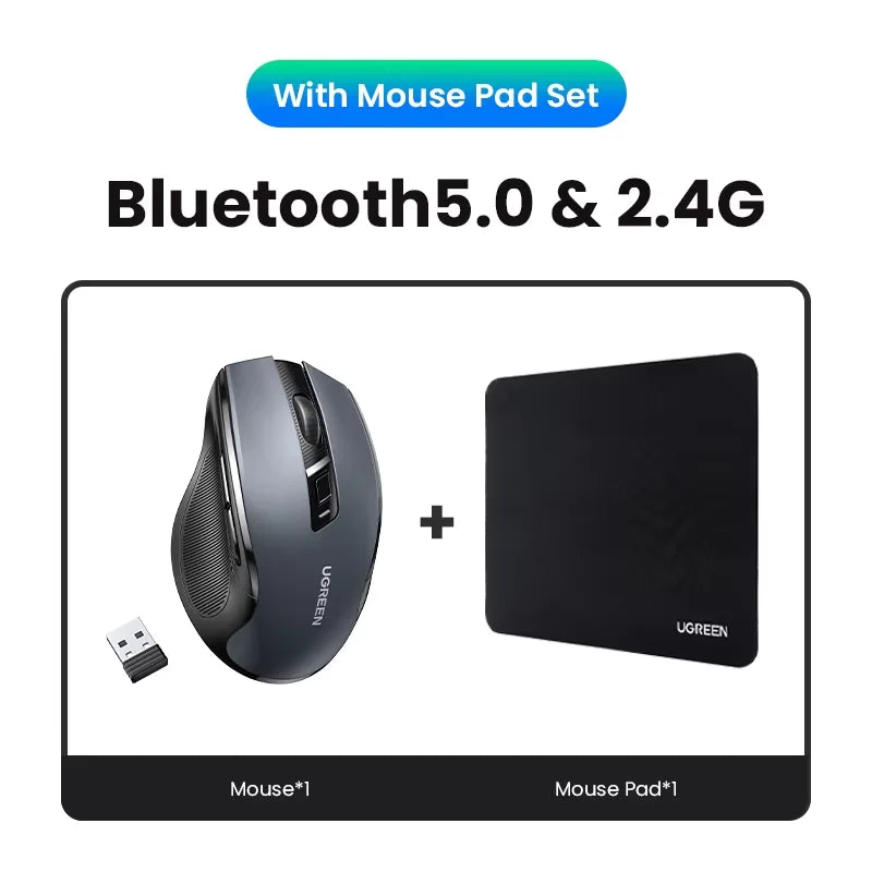 Ergonomic Dual-Mode Bluetooth 5.0 & 2.4G Silent Wireless Mouse