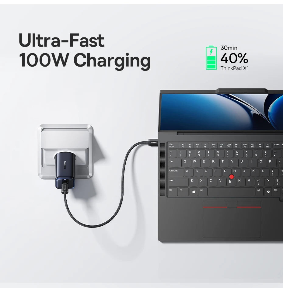 100W GaN 3-Port Fast Wall Charger for Laptops and Smartphones