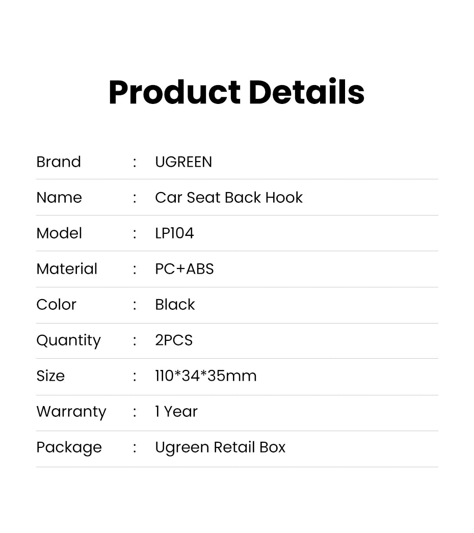 Adjustable Car Backseat Headrest Storage Hook