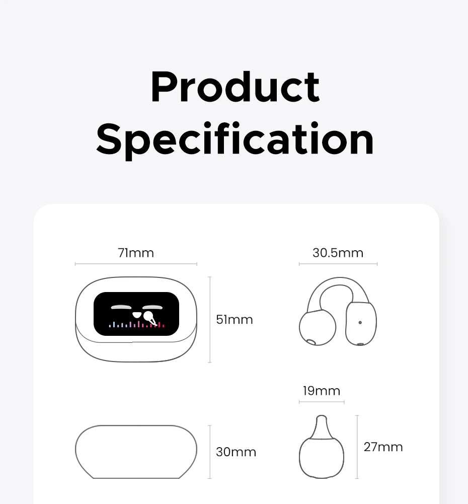Wireless Open-Ear Bluetooth 5.4 Earbuds with Smart LCD Charging Case - 22