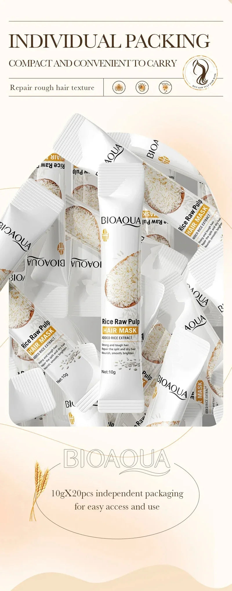 Professional Rice Repair Hair Mask for Dry and Damaged Hair