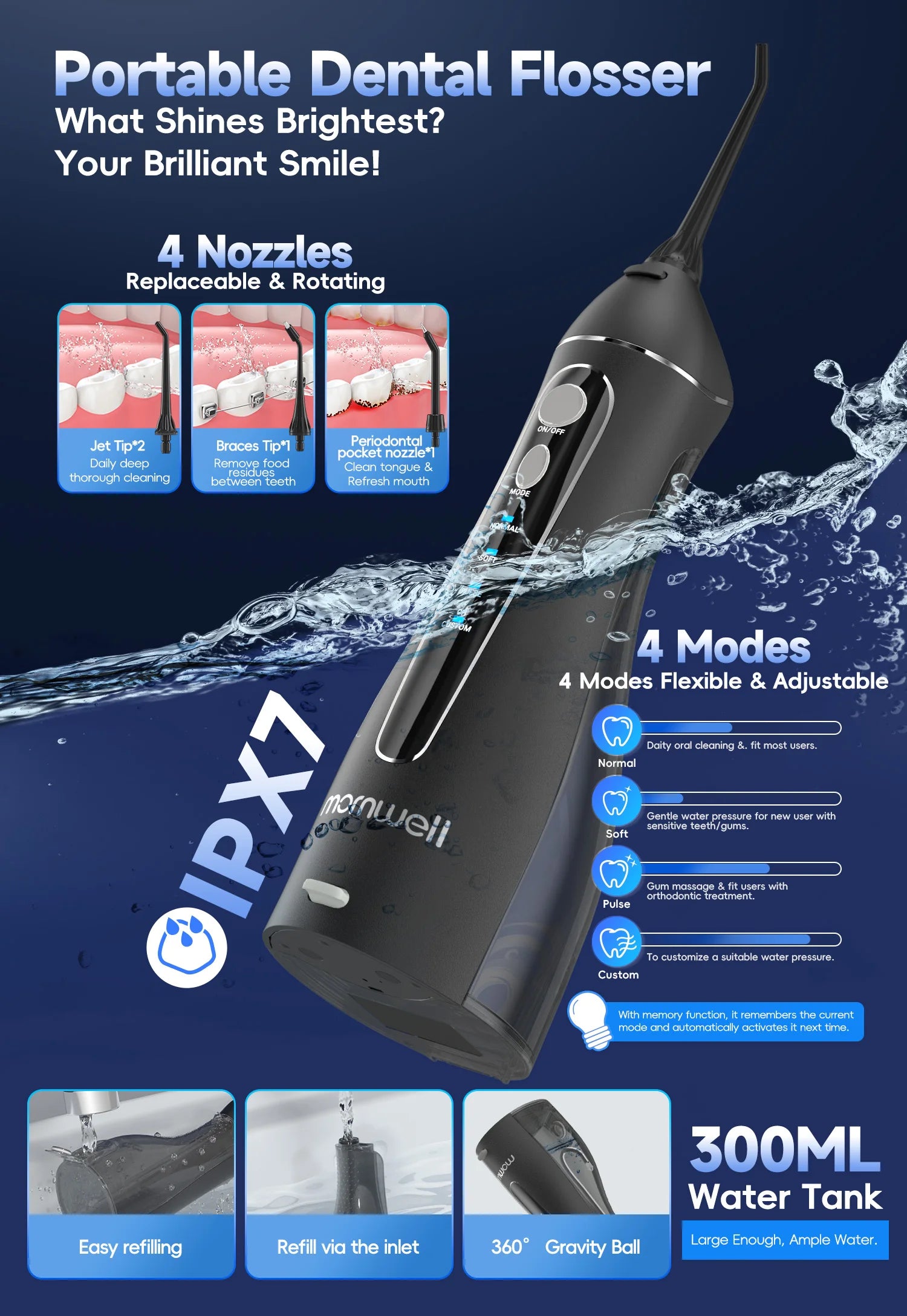 Electric Water Flosser and Toothbrush Oral Care Set - 10