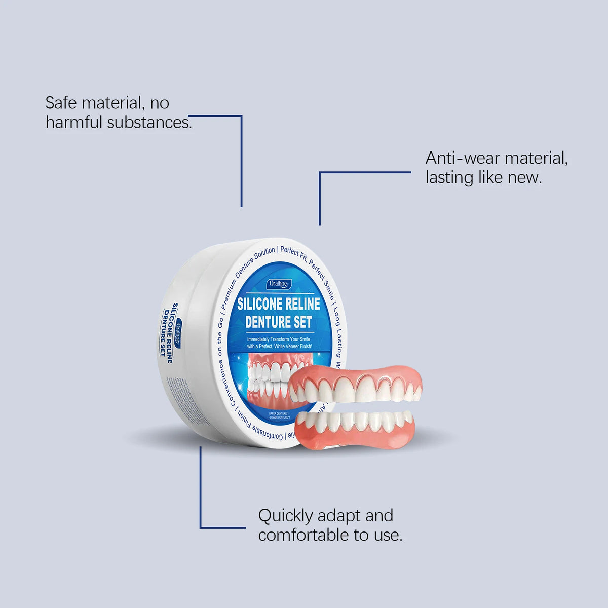 Flexible Silicone Denture Reline and Cosmetic Smile Kit