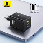 100W GaN USB-C Fast Wall Charger for Laptops and Smartphones