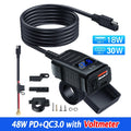Motorcycle Handlebar USB Type C Charger with Voltmeter and Power Switch