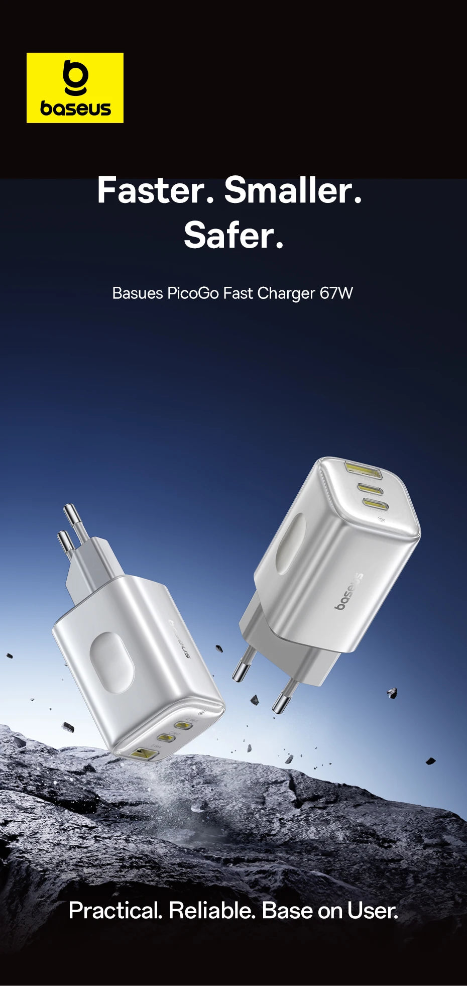 100W GaN Fast Desktop Charger with 3 USB-C Ports