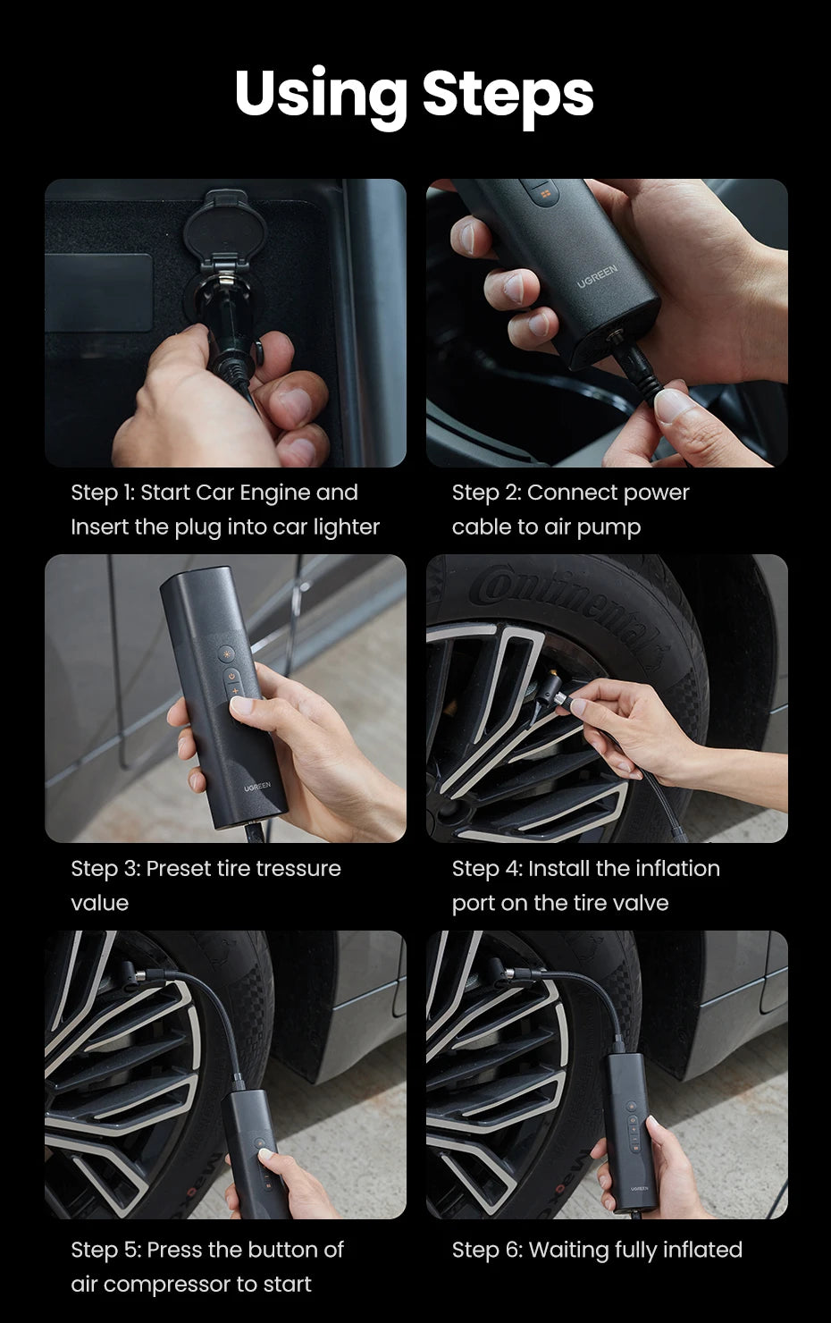 Portable Digital Tire Inflator for Cars and Motorcycles - 17
