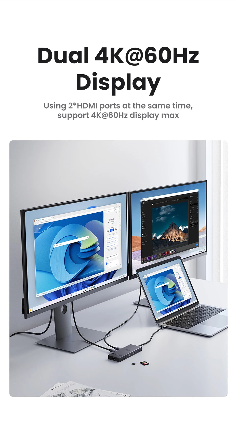 10-in-1 USB-C Docking Station with Dual 4K 60Hz HDMI and 100W PD - 11