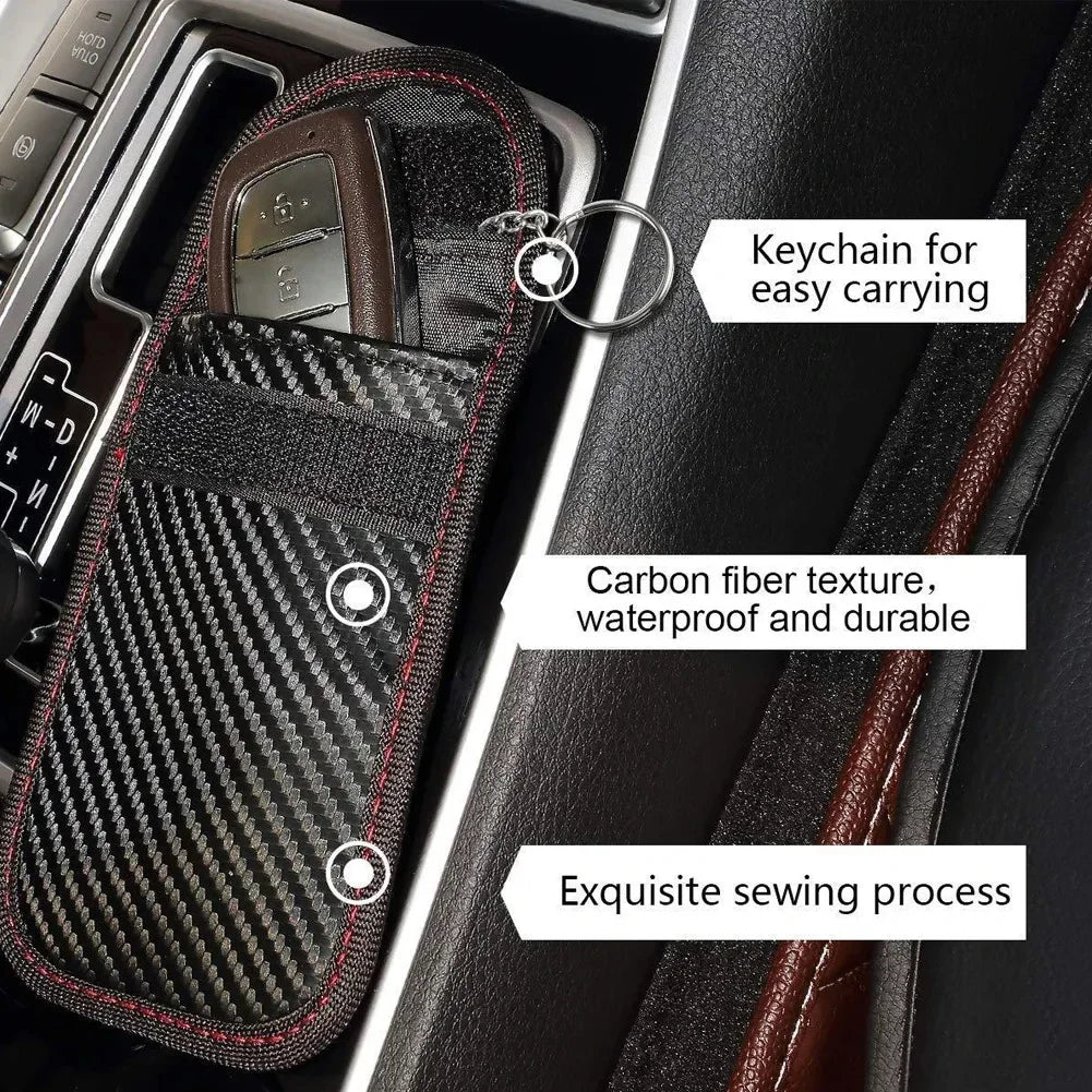 Carbon Fiber Car Key Fob RFID Signal Blocking Pouch Protector