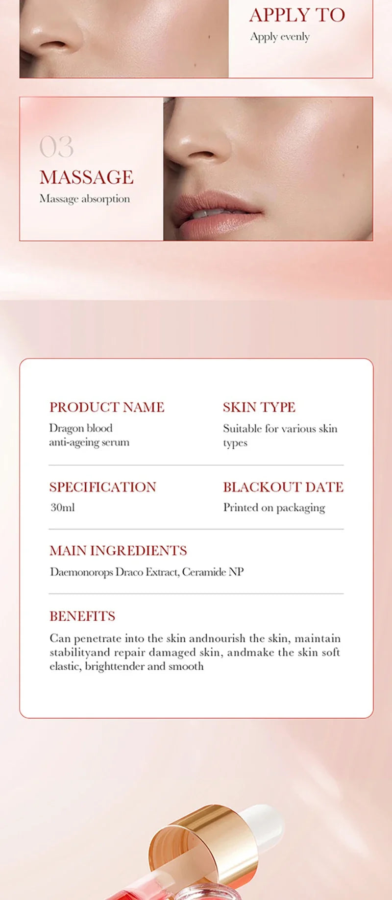 Dragon Blood Anti-Aging Face Serum for Skin Firming and Smoothing - 15