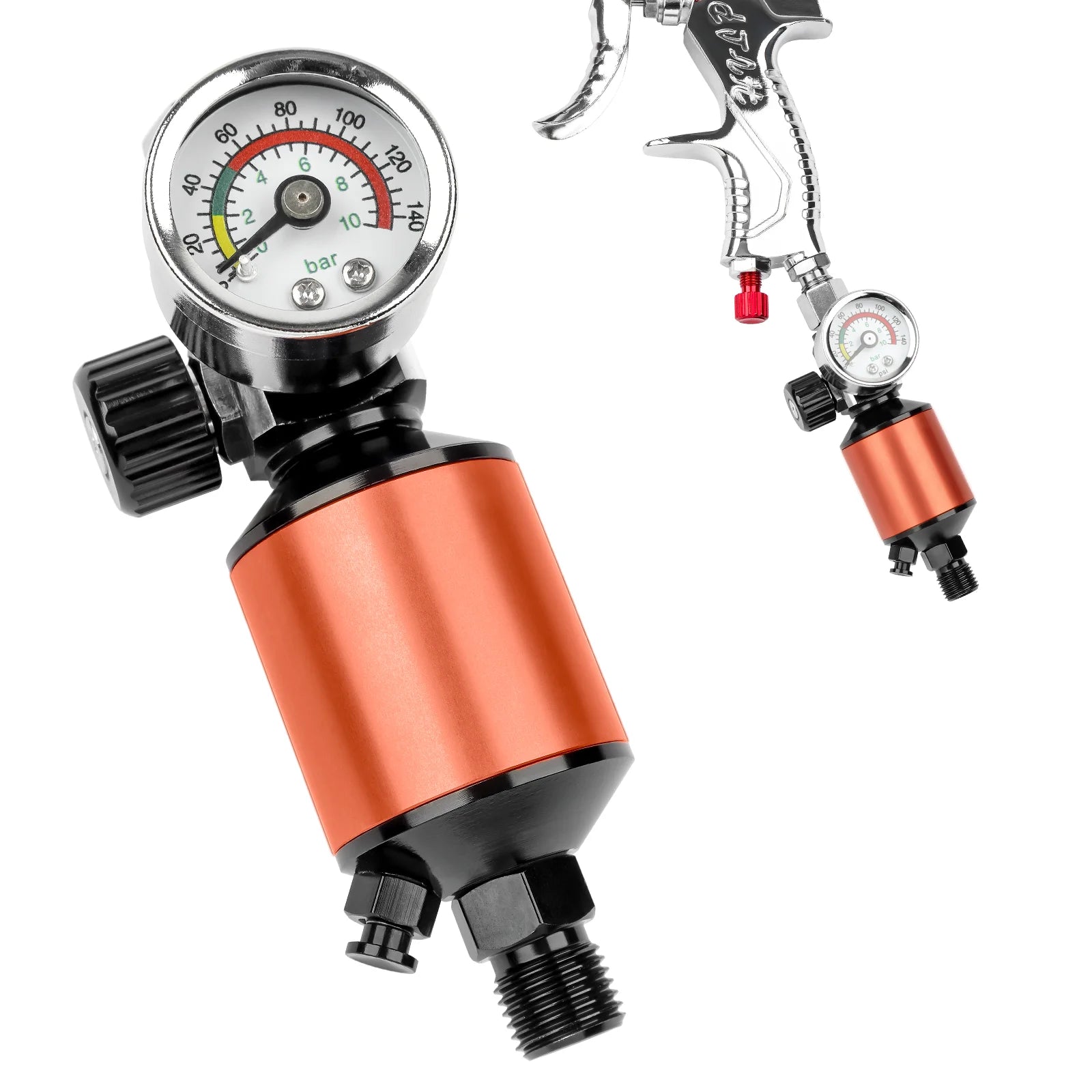 In-Line Air Pressure Regulator and Water Filter for Spray Guns - 7