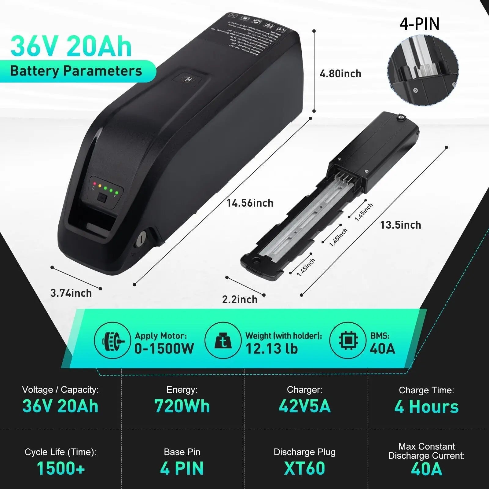 Electric Bike Hailong Lithium-Ion Battery Pack 36V 48V 52V - 10