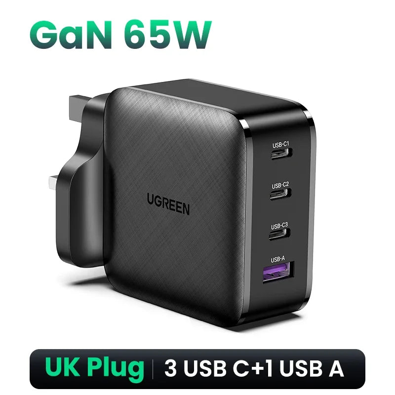 100W 4-Port GaN Fast Wall Charger with UK Plug - 23