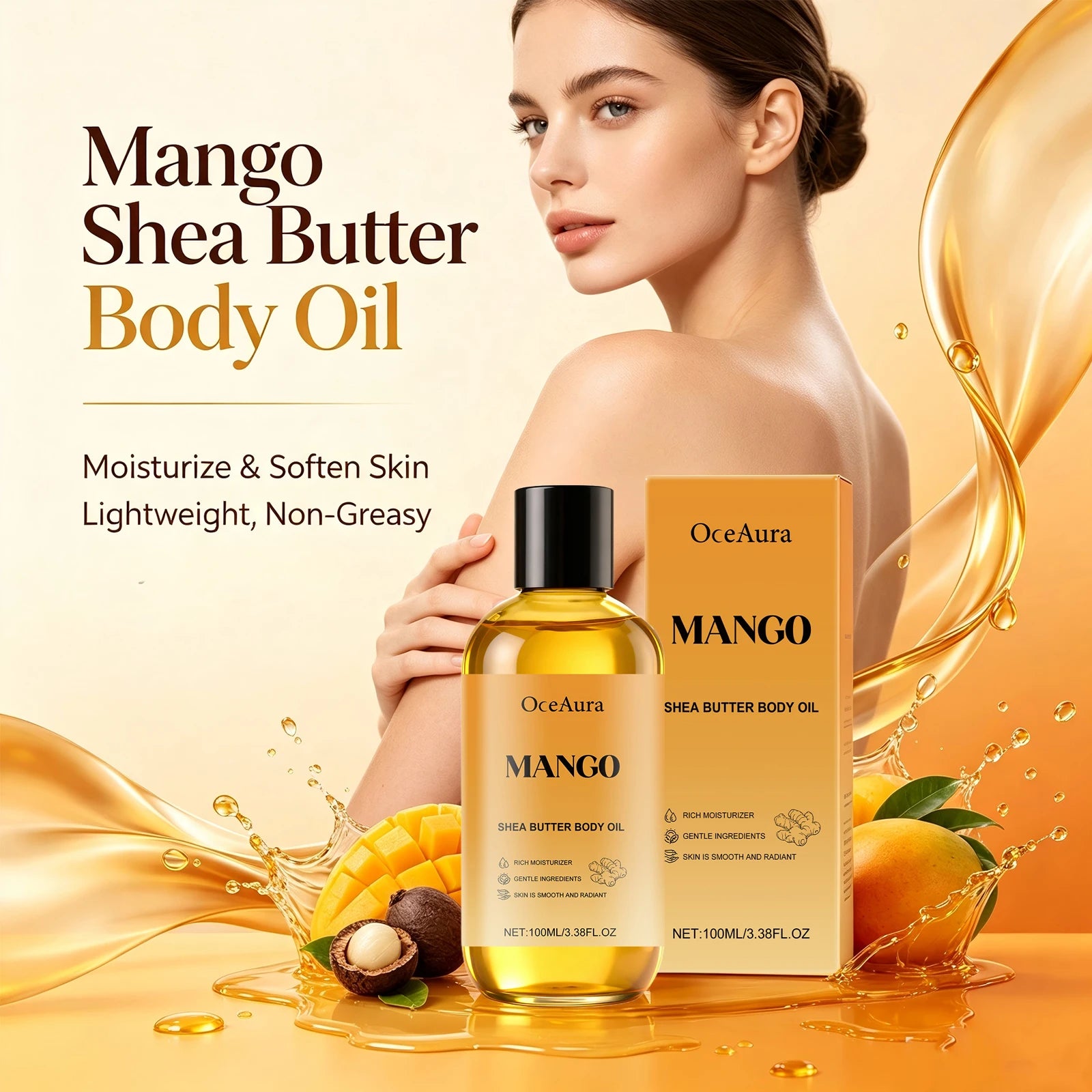 Mango Shea Butter Moisturizing Body Oil for Dry Skin - 1