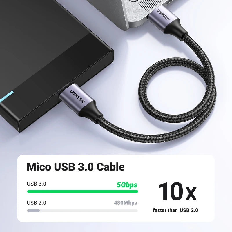 USB 3.0 to Micro B Data Cable for Hard Drives - 2