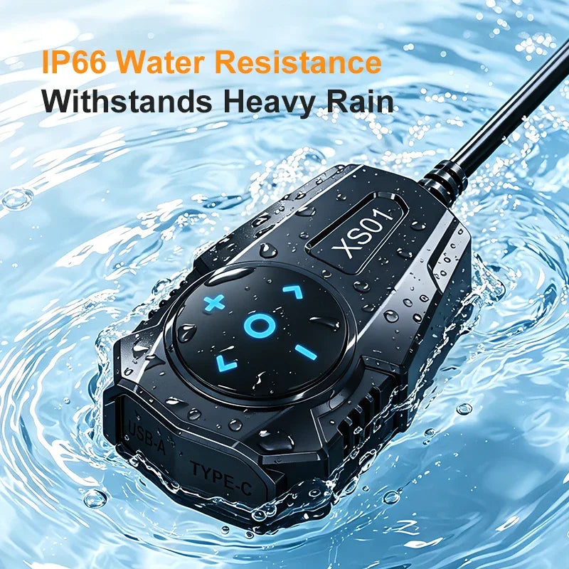 54W Motorcycle Dual Port USB Charger with Bluetooth Remote