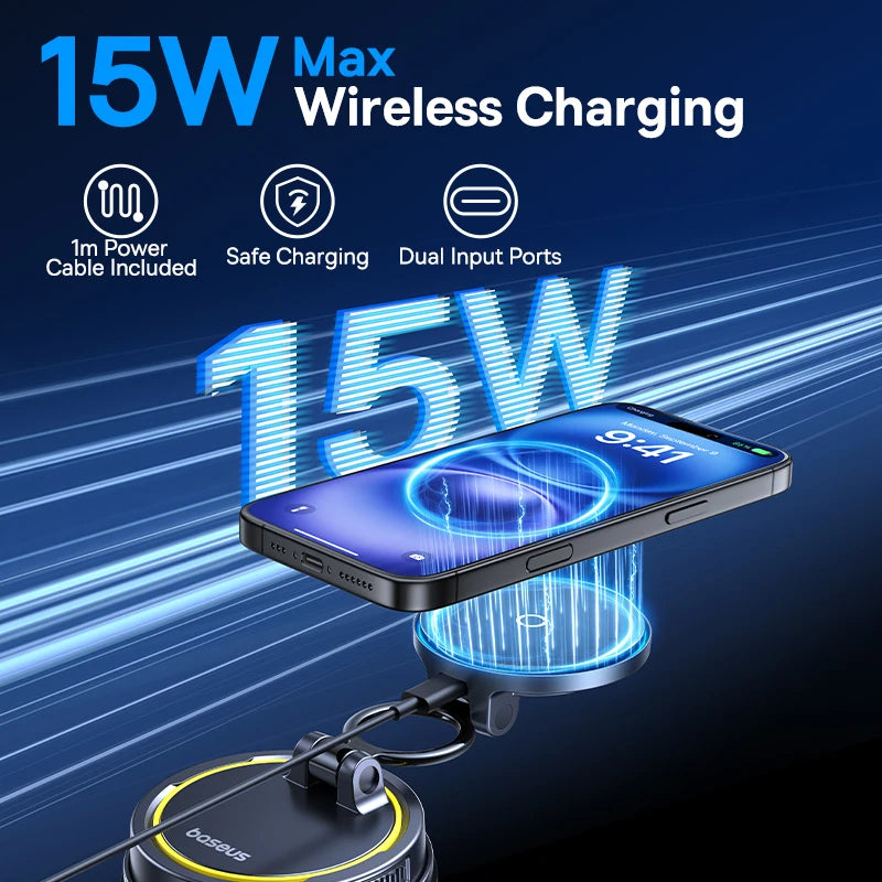 Magnetic Wireless Car Charger and Vacuum Mount Phone Holder - 2