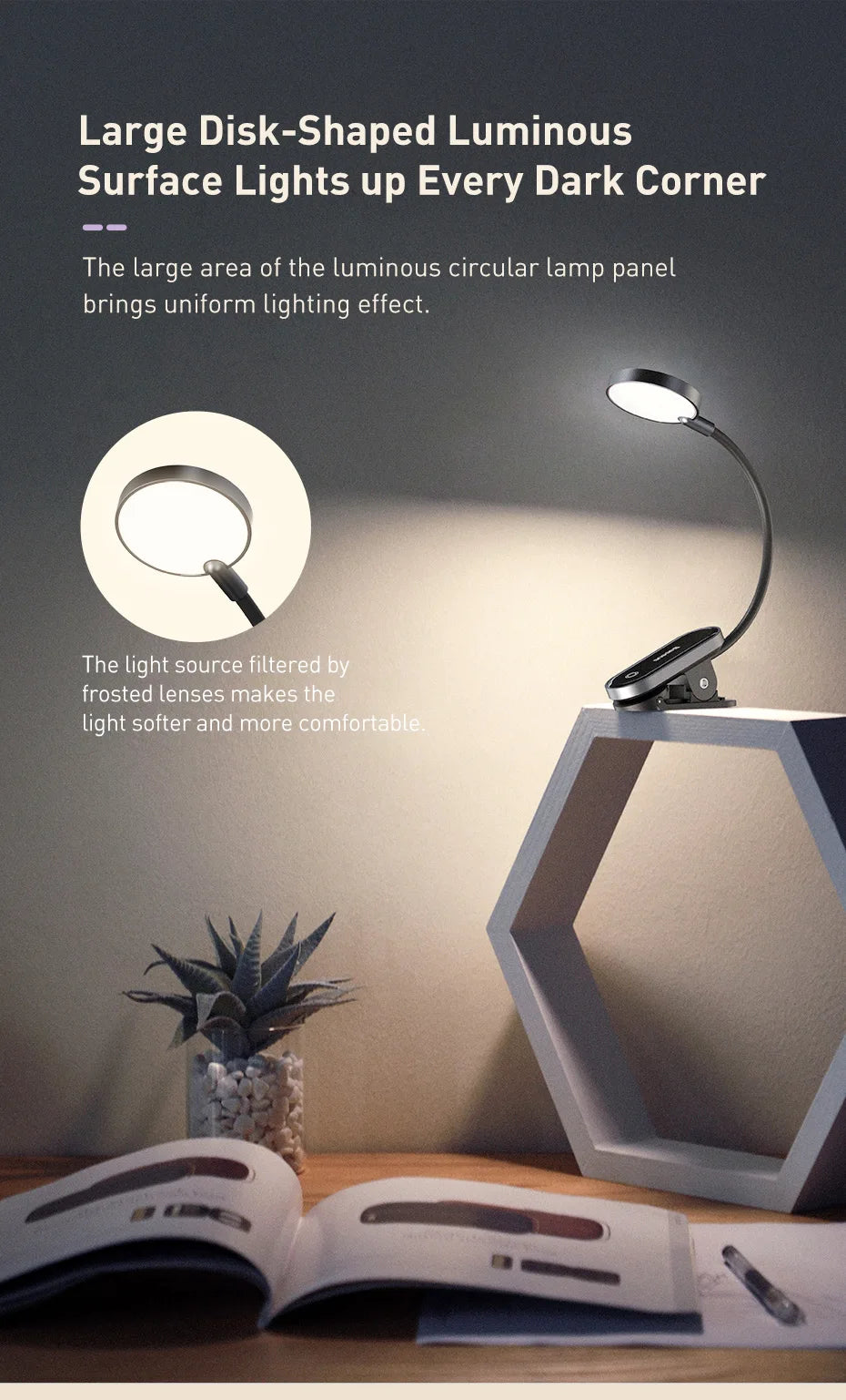 Rechargeable LED Clip-On Desk Lamp for Reading and Bedside