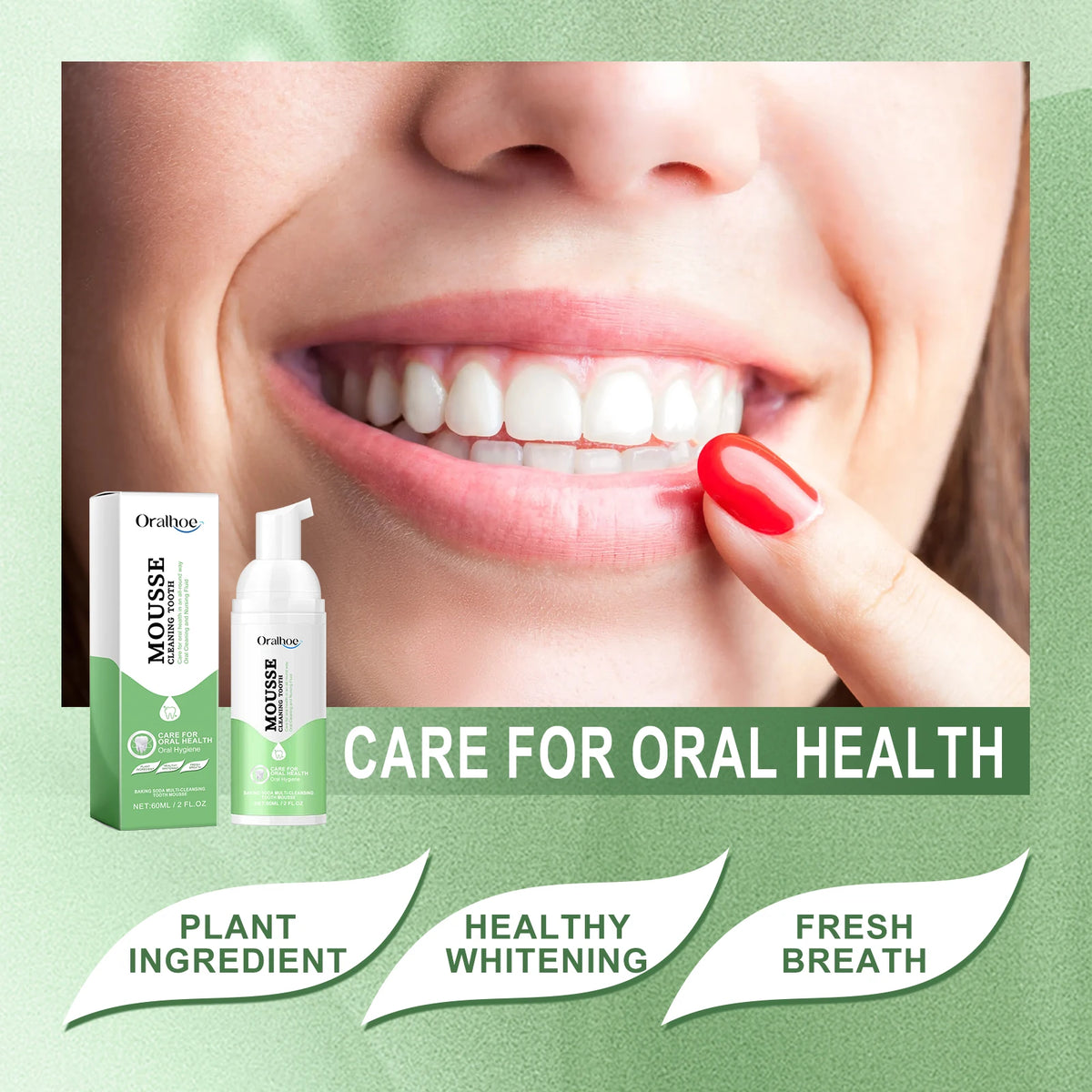 Whitening Foaming Toothpaste for Stain Removal and Fresh Breath