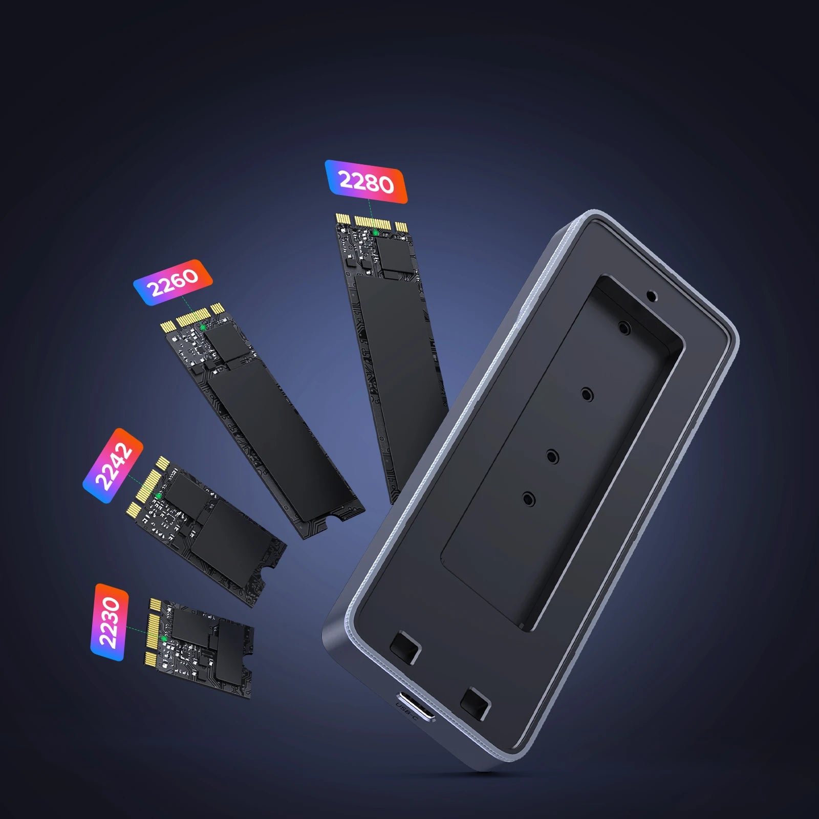 20Gbps M.2 NVMe and SATA SSD Enclosure with RGB Lighting - 11